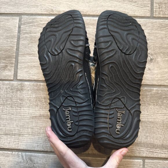 Jambu Women Sz 8.5 Black Pine Leather Hook/Loop Walking Comfort Shoe - Picture 7 of 9